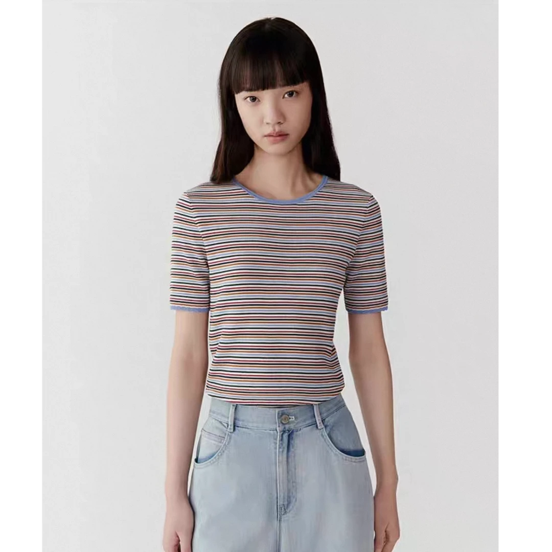 杰瑞【环球商厦】小禾女装2025夏季新款超细棉套头针织衫休闲短袖T