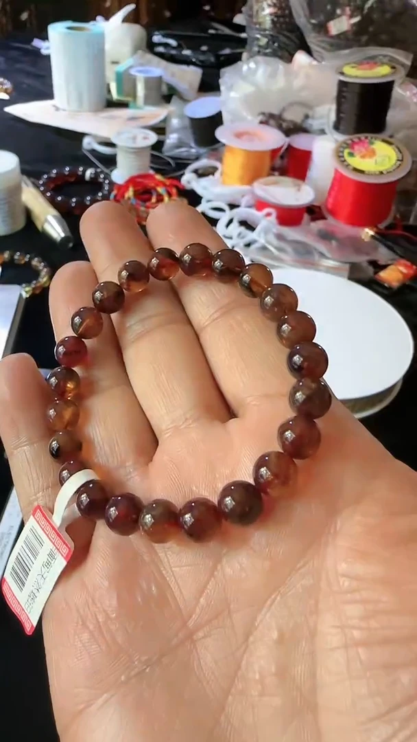 【闪购商品】琥珀手链未镶嵌规格8微瑕紫杉醇手串#61
