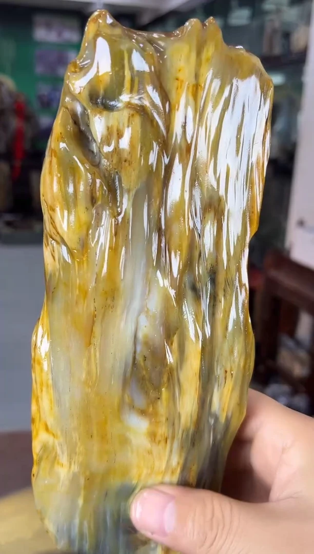 缅甸天然树化玉摆件