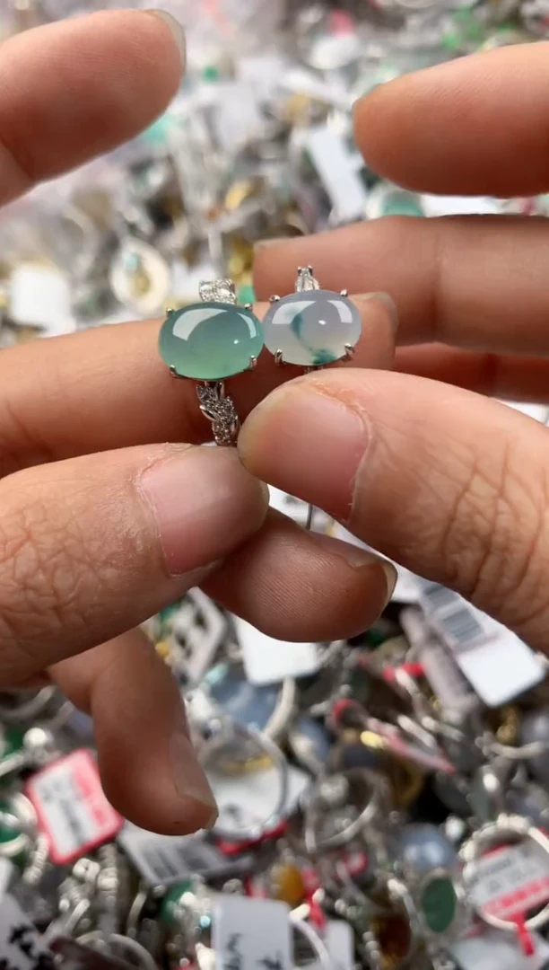 银S925镶嵌戒指翡翠2222----2