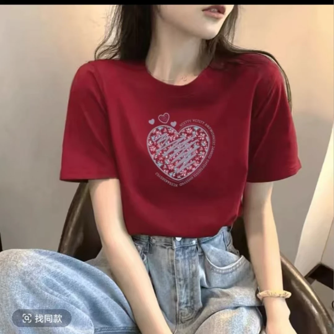 2025潮牌新款男女同款夏季潮流新款时尚百搭圆领印花T恤ins