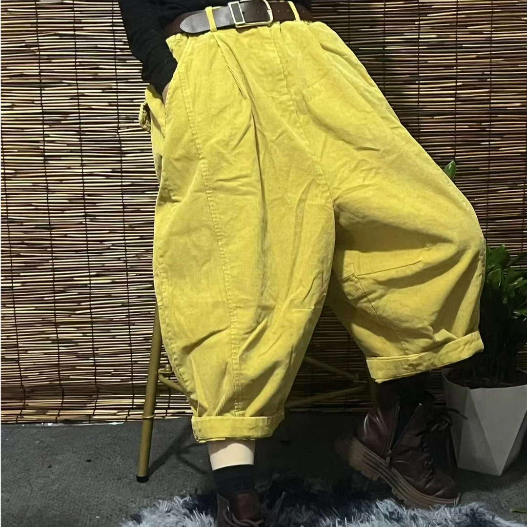 春季新款炒色双层灯芯绒时尚百搭宽松休闲（臀围140）裤长85