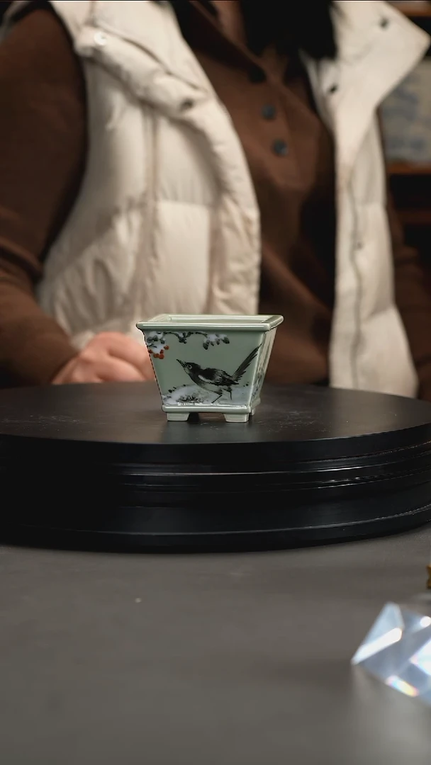 【闪购商品】釉上花鸟手绘盆釉上花鸟手绘盆