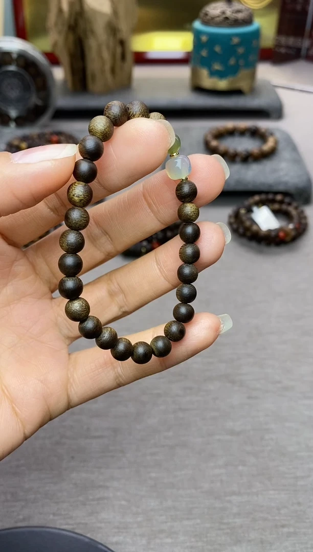 【闪购商品】沉香手串芽庄白棋老料沉水06单圈设计