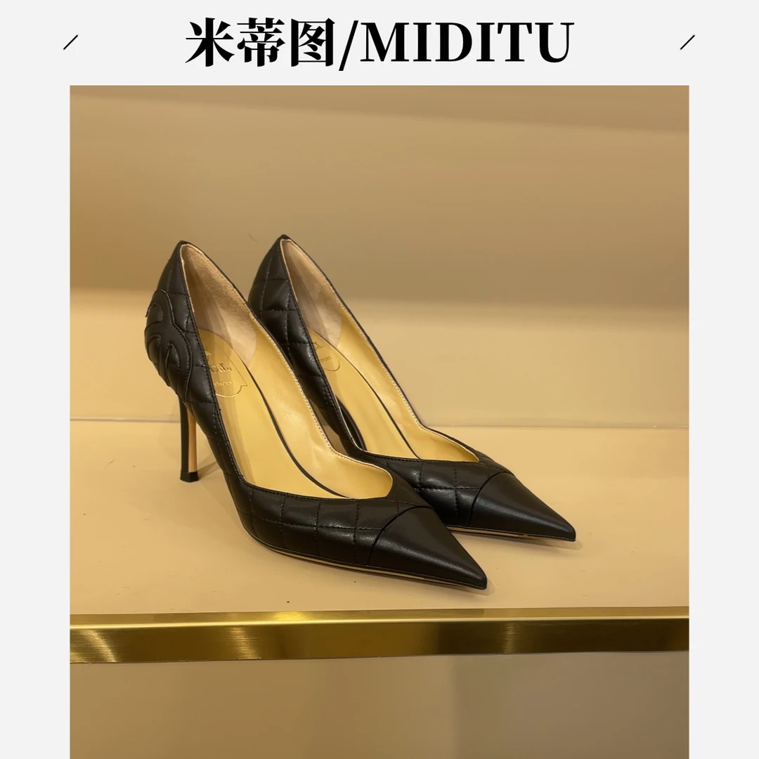 MIDITU/米蒂图 羊皮高跟鞋尖头2025年新款单鞋细跟浅口高跟鞋