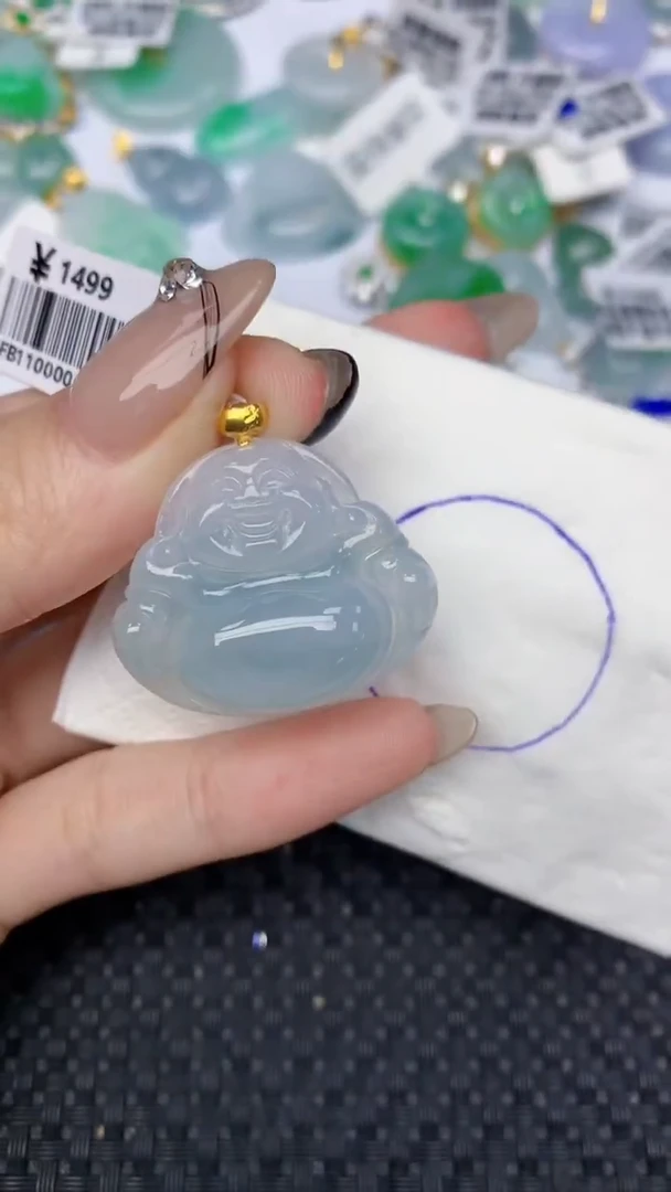 颈饰18K金镶嵌翡翠A货假一赔三支持复检百元以上九元证书费自理