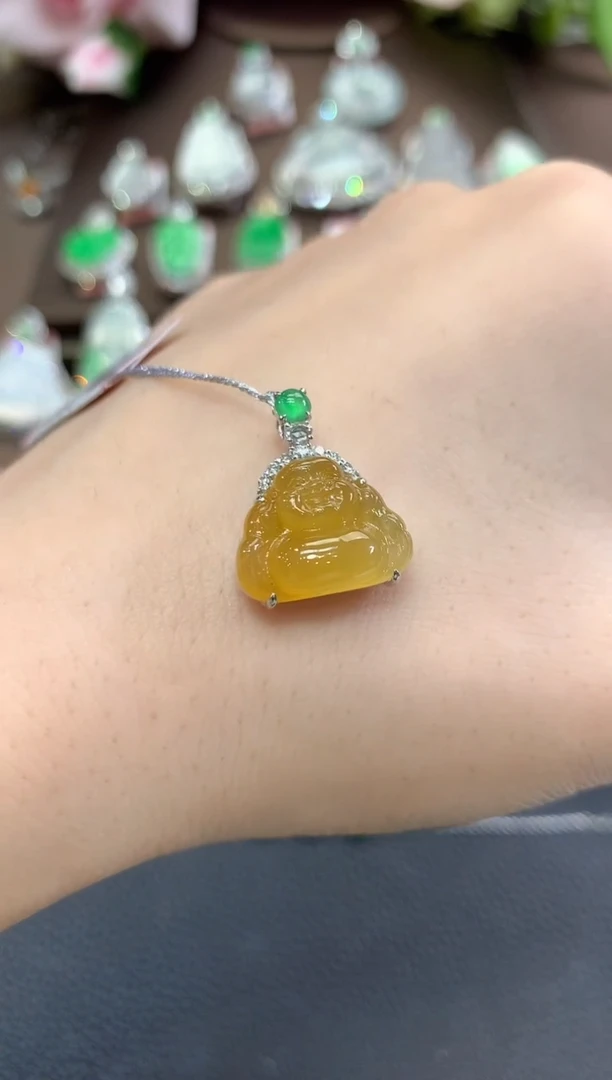 吊坠(不含链)18K金镶嵌翡翠夏日珠宝A66