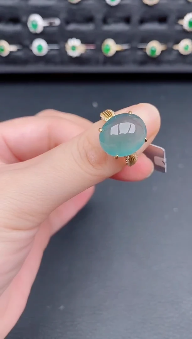 银S925镶嵌戒指翡翠天然a货翡翠120