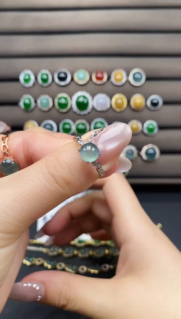 银S925镶嵌戒指翡翠111