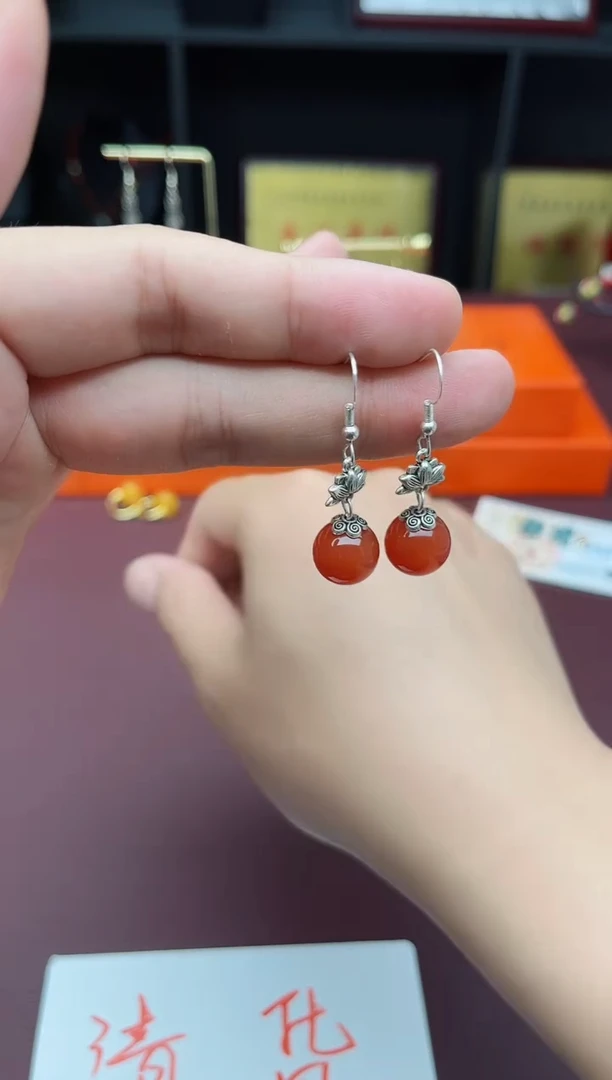 玛瑙/玉髓耳饰银S925镶嵌718000