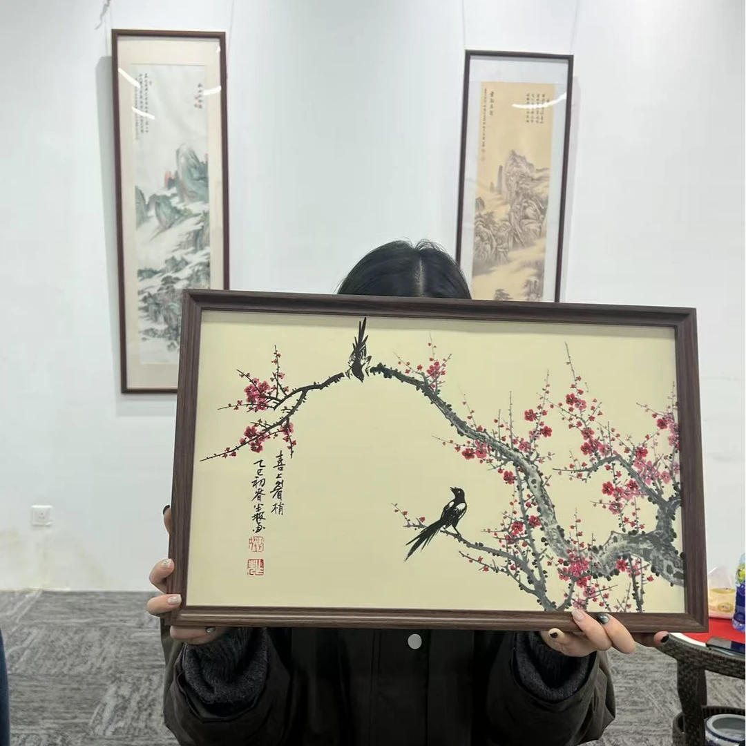 33*53横幅-花鸟喜上眉梢/周作光（带框）