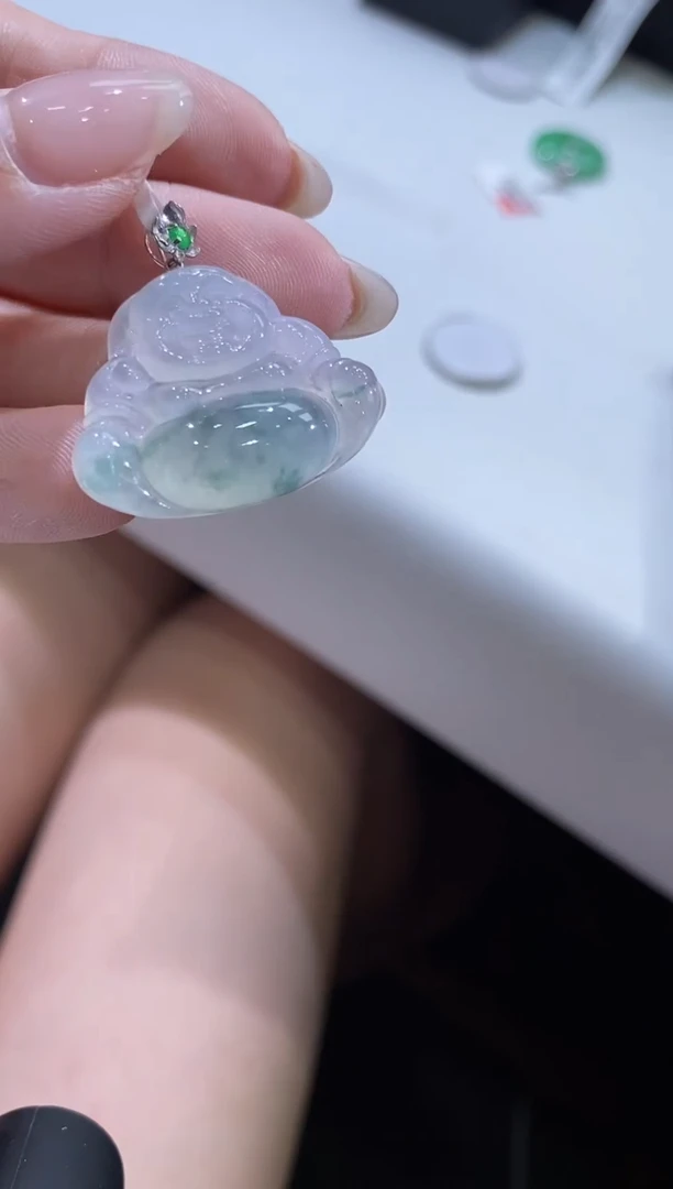 翡翠18K金镶嵌吊坠(不含链) 佛公