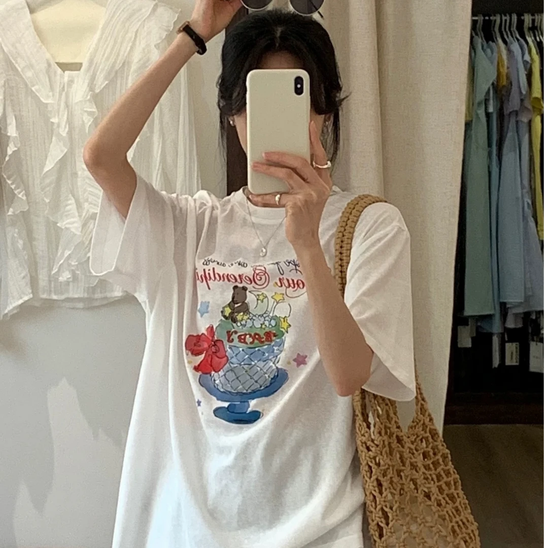 -ARRLMORRE品牌【Party 熊】轻薄款冰感雪花棉减龄宽松短袖T