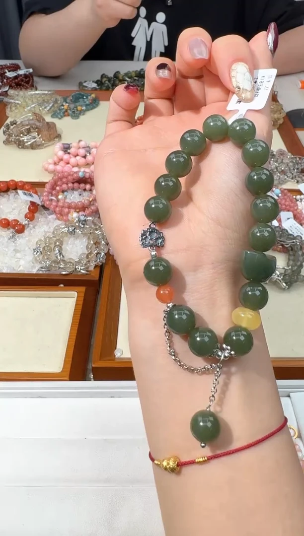 【闪购商品】水晶手链银S925镶嵌D0041和田元宝设计款