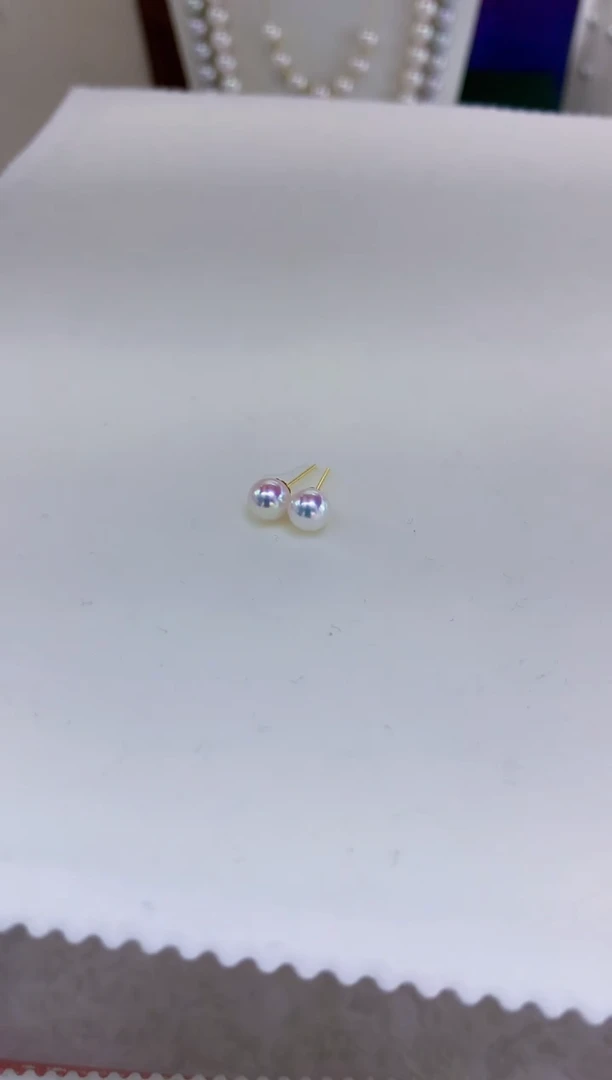 18K金镶嵌海水珍珠饰品5-6素钉定制