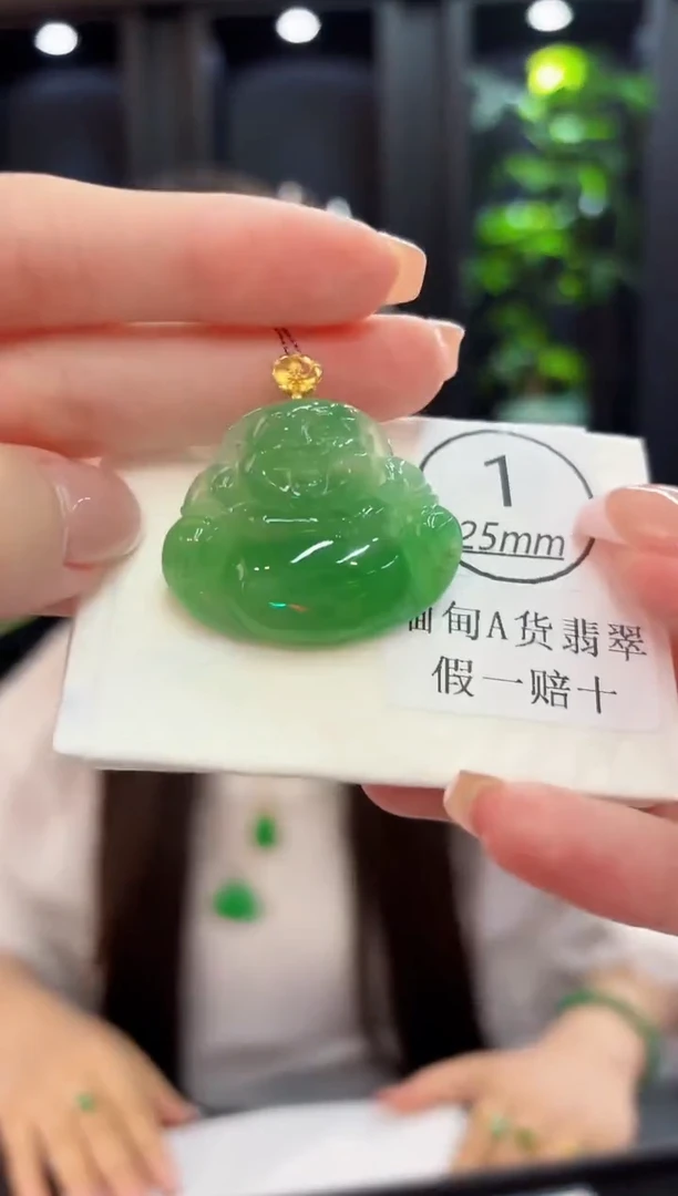 颈饰18K金镶嵌翡翠缅料A货/支持复检/一件