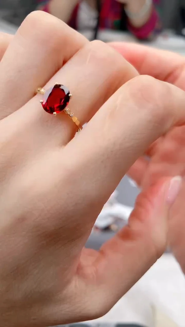 石榴石戒指18K金镶嵌高货