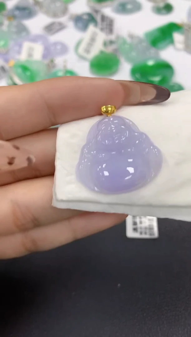 颈饰18K金镶嵌翡翠a货假一赔三支持复检百元上9元证书费自理