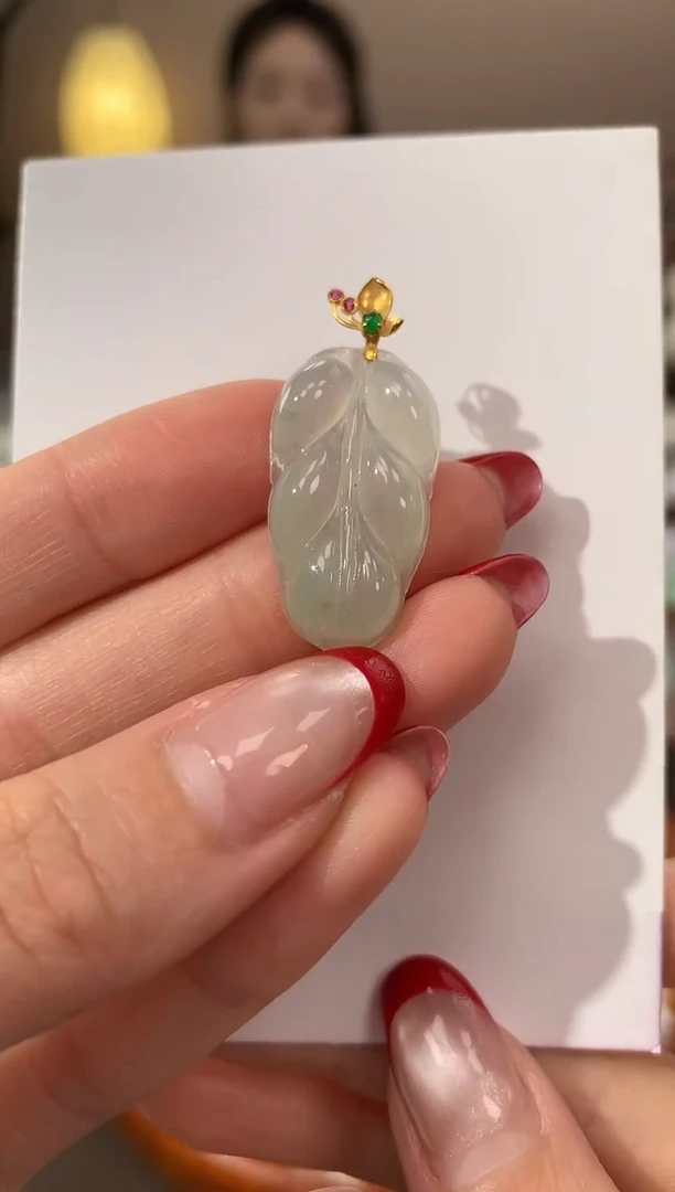 【闪购商品】翡翠颈饰18K金镶嵌天然缅甸a货翡翠