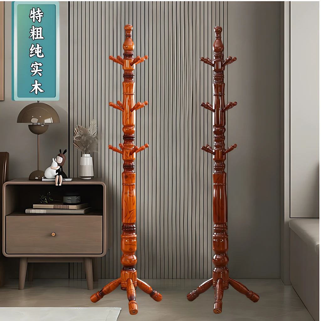 落地组装客厅家用中式办公室立式木质衣服架新中式简易白蜡木衣架