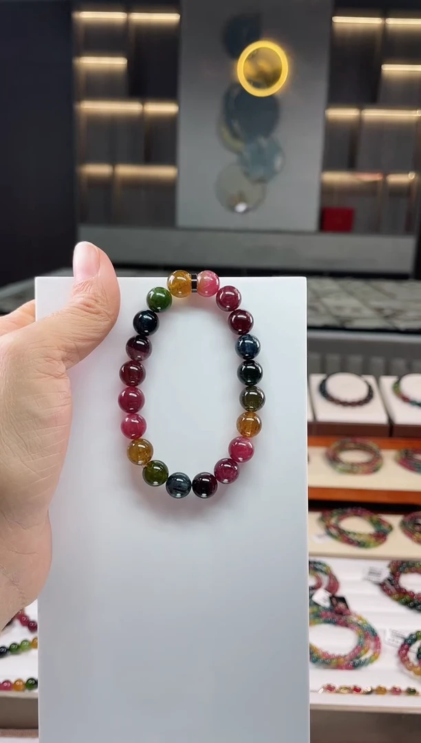 未镶嵌老矿碧玺单圈手串9mm+碧玺（多样性发一条）Q