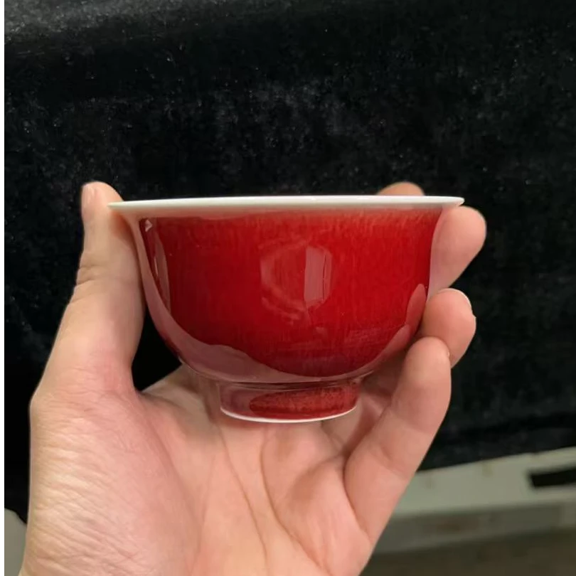 【非遗茶空间】郎红 小压手杯 工美底款 瓷杯茶道茶具