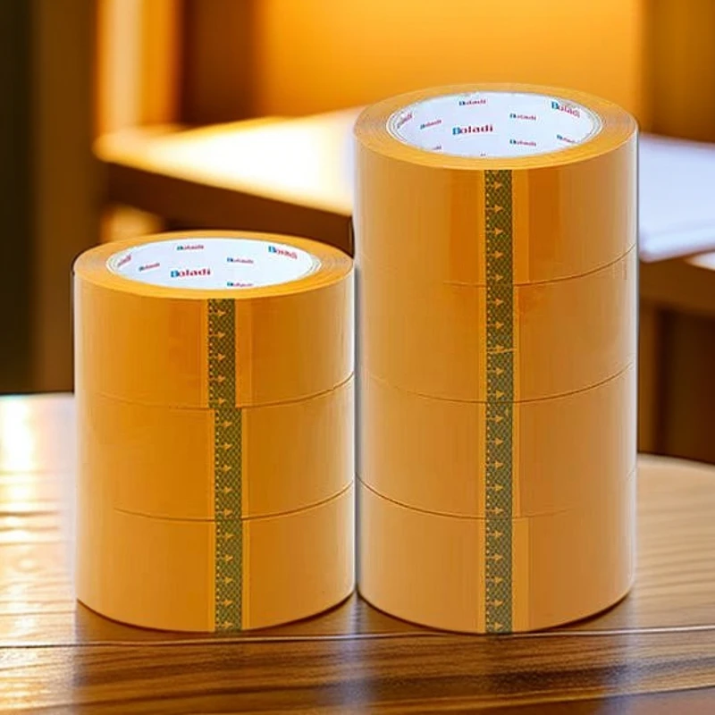 【米黄色胶带】高粘性低噪音快递高品质米黄色无声封口胶厂家批发