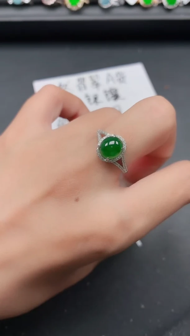 银S925镶嵌戒指翡翠111