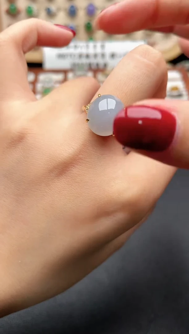 银S925镶嵌戒指翡翠一物一证一礼盒