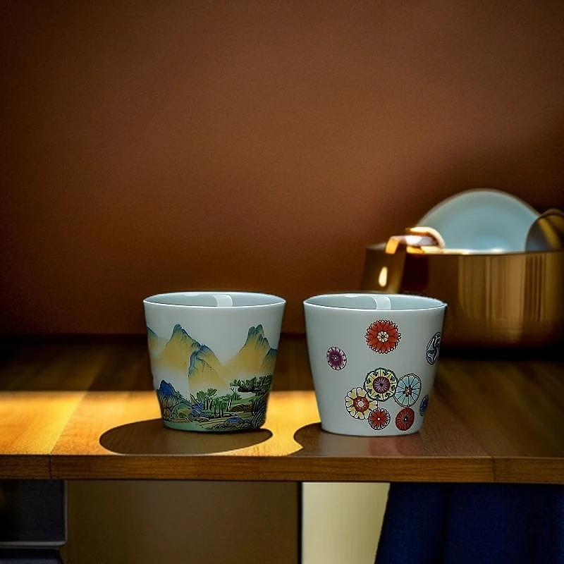 当代 冰淇淋中式陶瓷茶杯功夫茶具可乐杯主人杯喝茶杯对杯