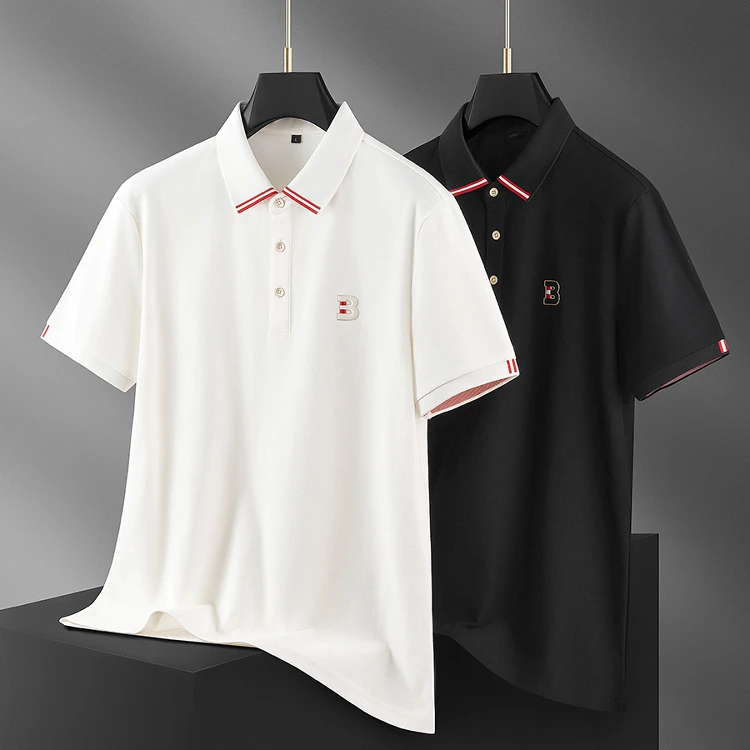 范希巴迪男士夏季高端时尚商务休闲POLO衫撞色刺绣翻领短袖T恤