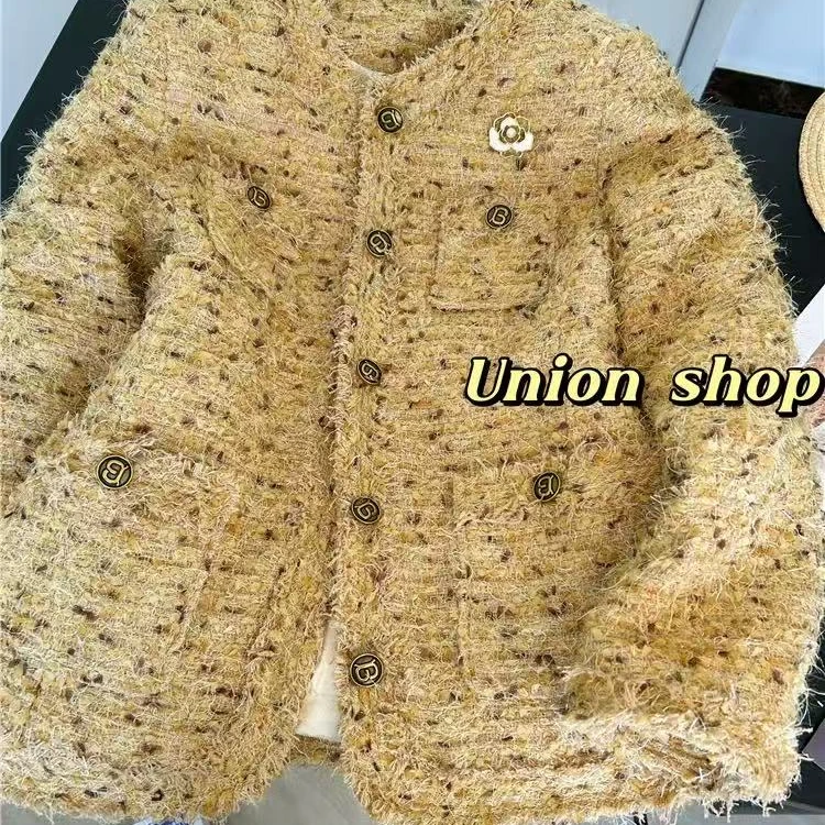 新款大码胖mm高级感气质粗花呢小香风外套