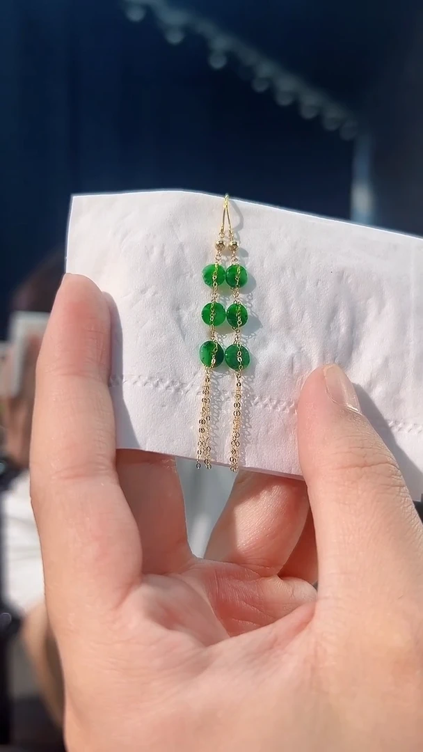 18K金镶嵌翡翠耳饰 缅料A货/支持复检/一件