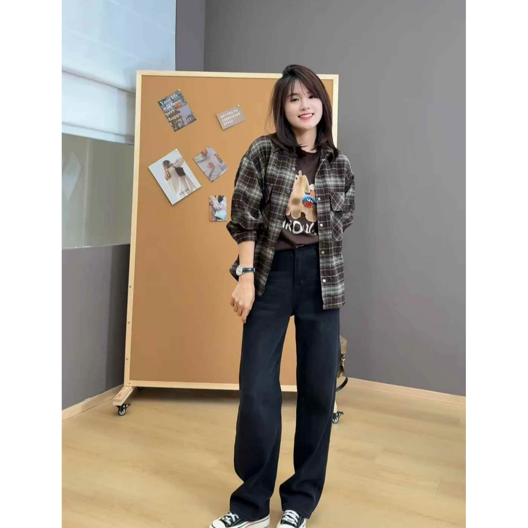 TY8 【小咖格】高级感简约显瘦外套式小咖格衬衫（前衣长64）