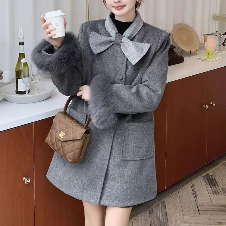 法式气质蝴蝶结高级感夹棉外套#5146（色差以直播间为准）