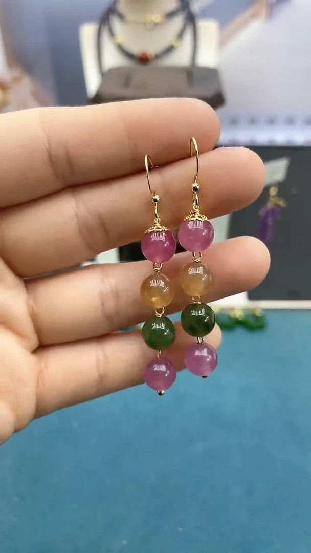 【闪购商品】碧玺耳饰14K金镶嵌碧玺202