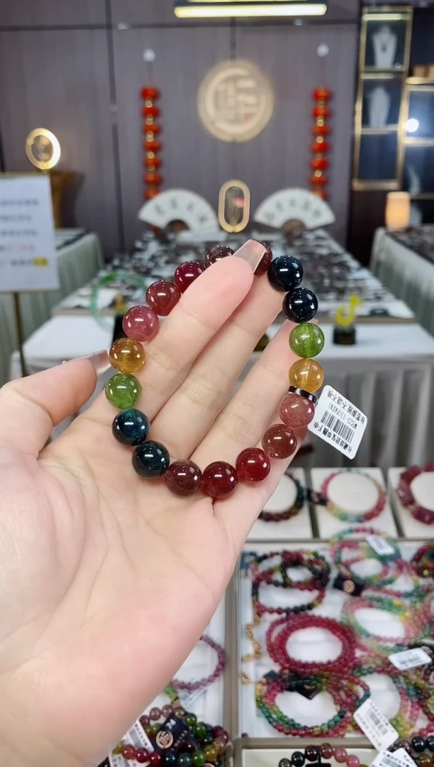 未镶嵌收藏级老矿碧玺单圈手串11mm+碧玺hon多样性发一条