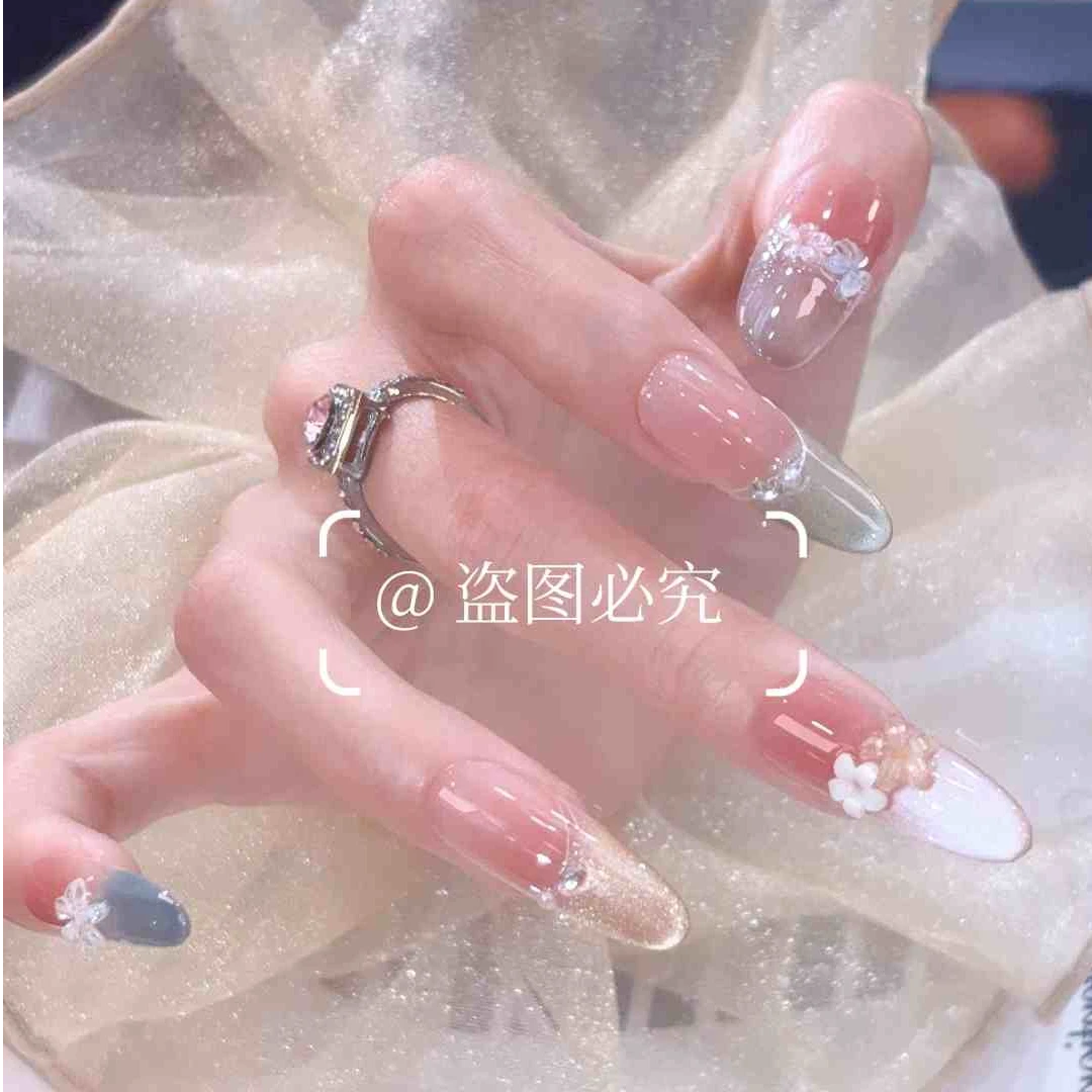 【冰晶小花】夏季美甲爆闪款穿戴甲可拆卸十片装