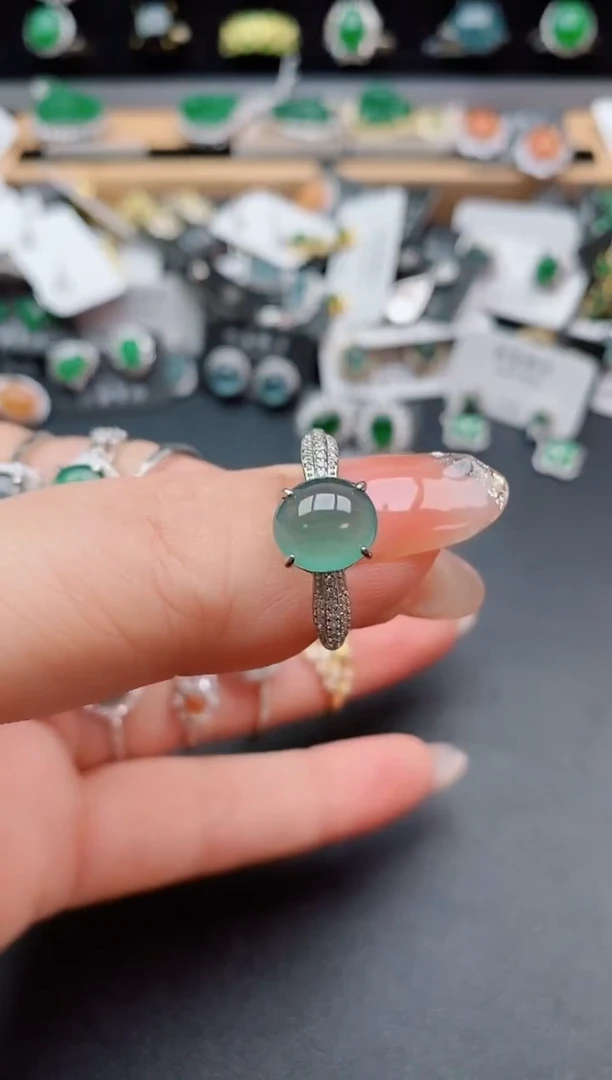 银S925镶嵌戒指翡翠1