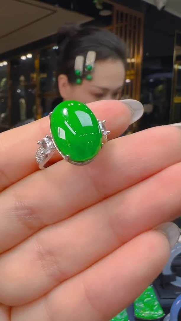 银S925镶嵌戒指翡翠127(多样性发货发其一)