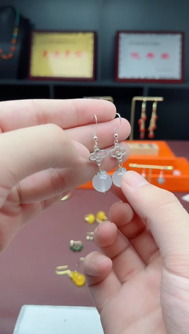 银S925镶嵌耳饰玛瑙/玉髓101