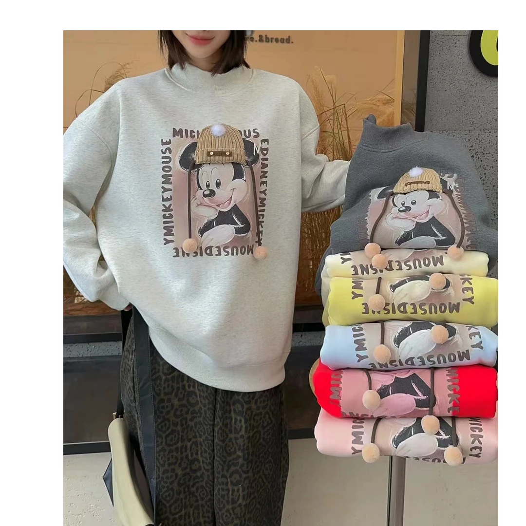 55153小帽子冬季加绒加厚防风保暖时尚半高领卫衣