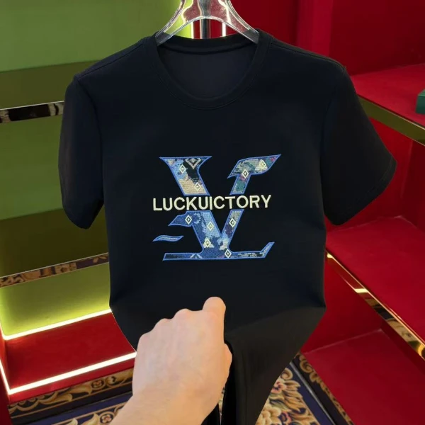 2025春季新款圓領男士輕奢休閑半袖修身設計師刺繡T恤9107款03