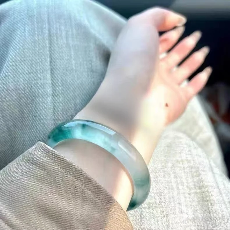 非金属珐琅手镯  国风飘花翠色手镯精美旺夫贵妃美人镯【佩戴证书】