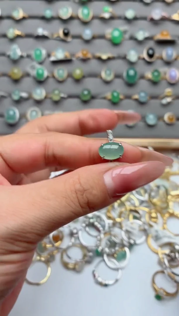 银S925镶嵌戒指翡翠.