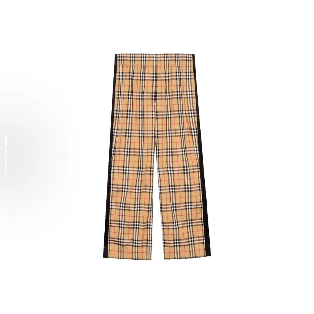 未使用 BURBERRY/博柏利 卡其色格纹休闲裤子8040597