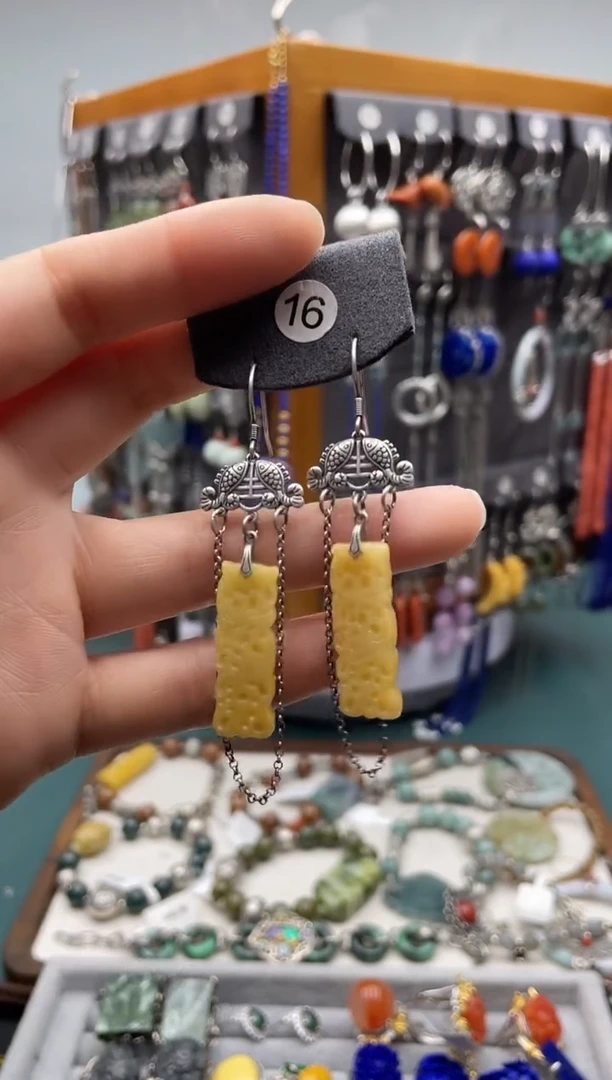 【闪购商品】翡翠耳饰银S925镶嵌饰品