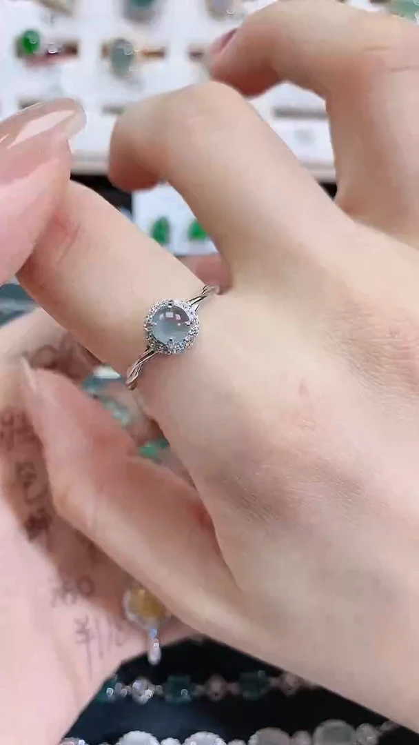 银S925镶嵌戒指翡翠天然翡翠