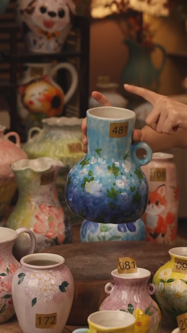 陶瓷481景德镇设计师手作花器摆件侘寂风