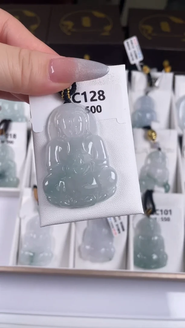 颈饰未镶嵌翡翠ZC128冰观音+孤品+送同款绳子